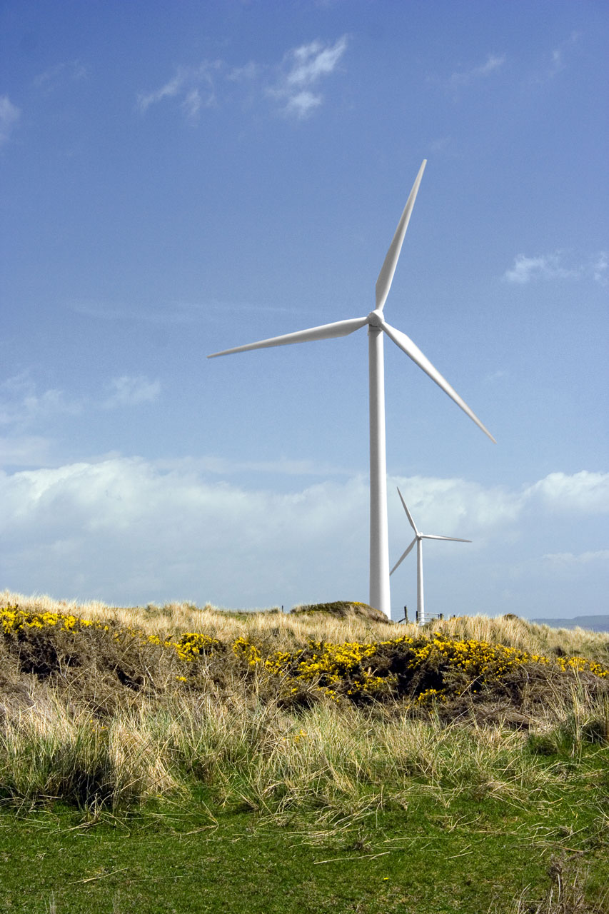 Wind turbine on the coast in Lake District